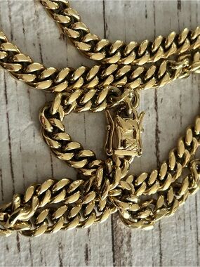 4/$100 Gold Tone Cuban Link Chain Necklace